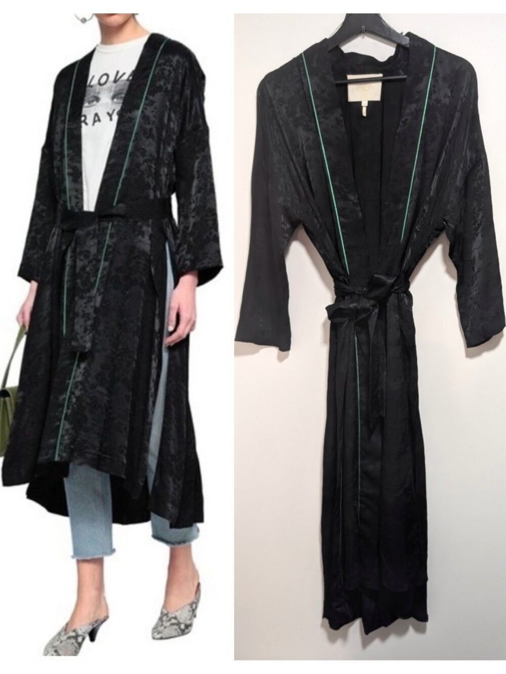 Maje | Vasita Jacquard Long Kimono Jacket In Black